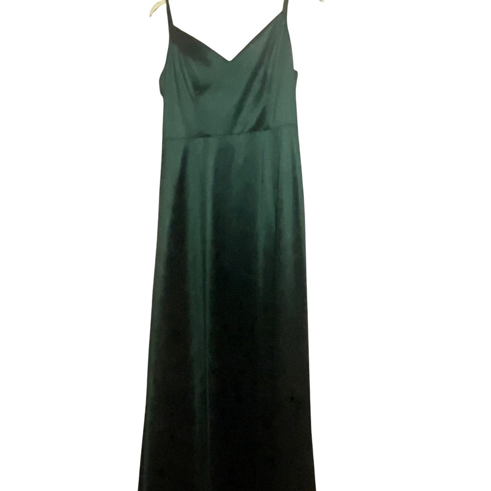 Windsor Emerald Green Satin Criss Cross Back Prom Dress Formal Evening Gown s 13